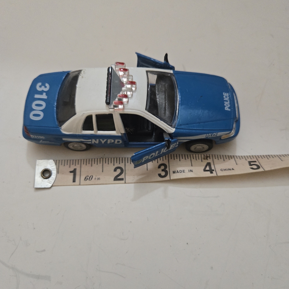 Police Blue and White Vintage Toy Car